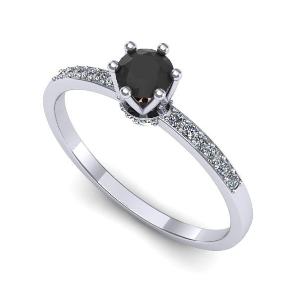 Inel logodna din aur alb cu diamant negru