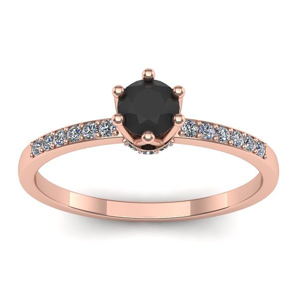 Inel logodna cu diamant negru rotund