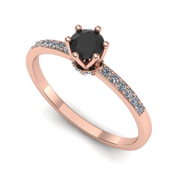 Inel din aur roz cu diamant negru