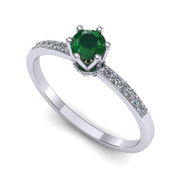 Inel de logodna din aur alb cu smarald