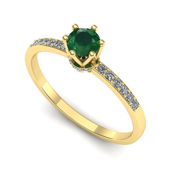 Inel din aur galben cu smarald