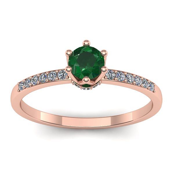 Inel de logodna cu smarald rotund
