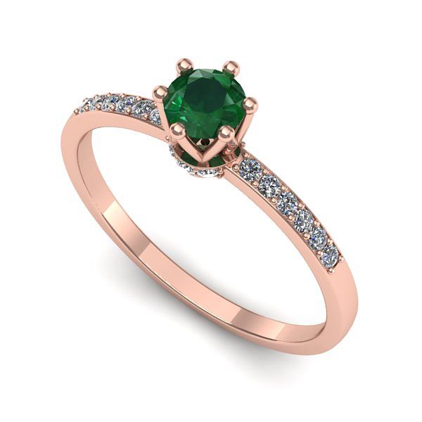 Inel logodna din aur roz cu smarald