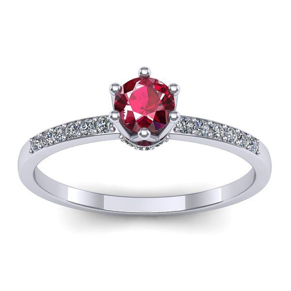 Inel de logodna cu rubin rotund