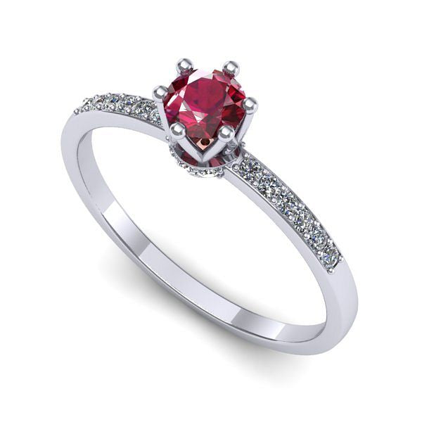 Inel de logodna din aur alb cu rubin