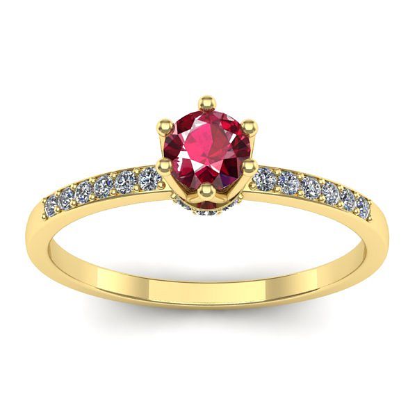 Inel de logodna cu rubin rotund