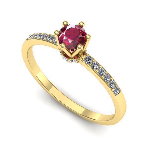 Inel de logodna din aur galben cu rubin