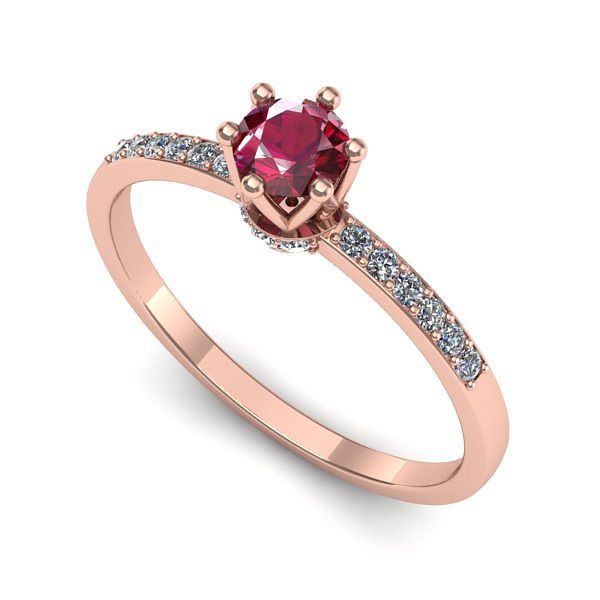 Inel din aur roz cu rubin