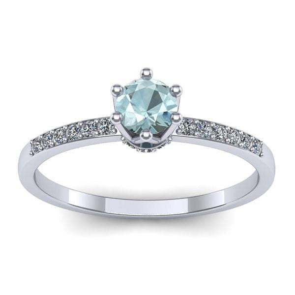 Inel logodna cu aquamarin rotund