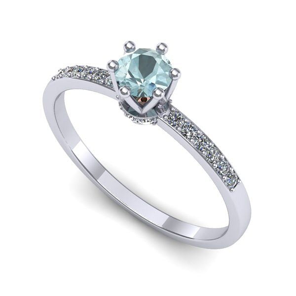 Inel logodna din aur alb cu aquamarin