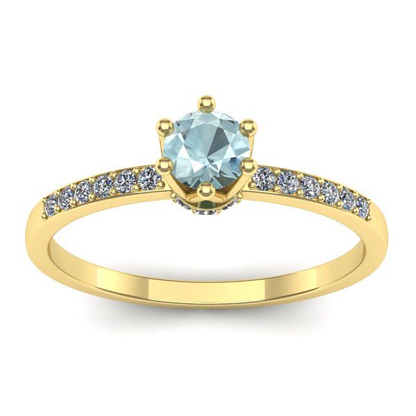 Inel cu aquamarin rotund