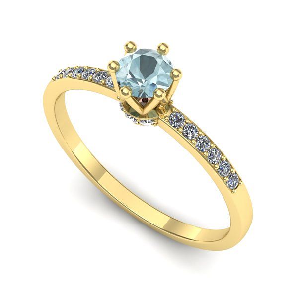 Inel din aur galben cu aquamarin