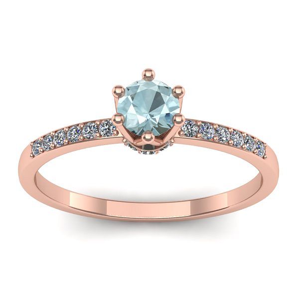 Inel logodna cu aquamarin rotund