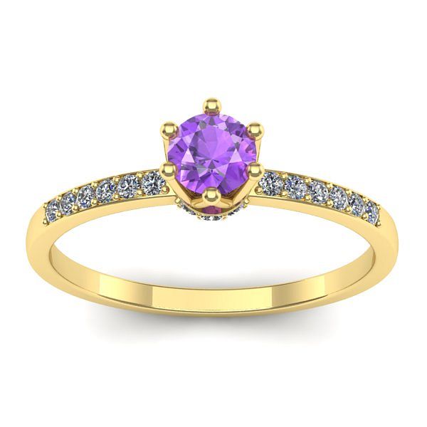 Inel de logodna cu ametist rotund