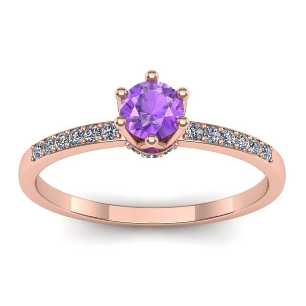 Inel logodna cu ametist rotund