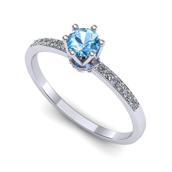 Inel logodna din aur alb cu topaz blue