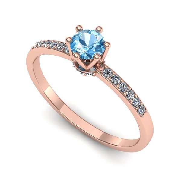 Inel logodna din aur roz cu topaz blue