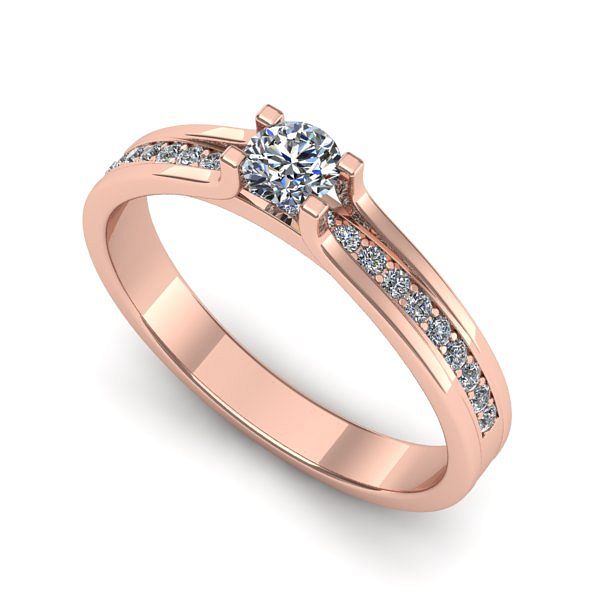 Inel de logodna din aur roz cu diamant