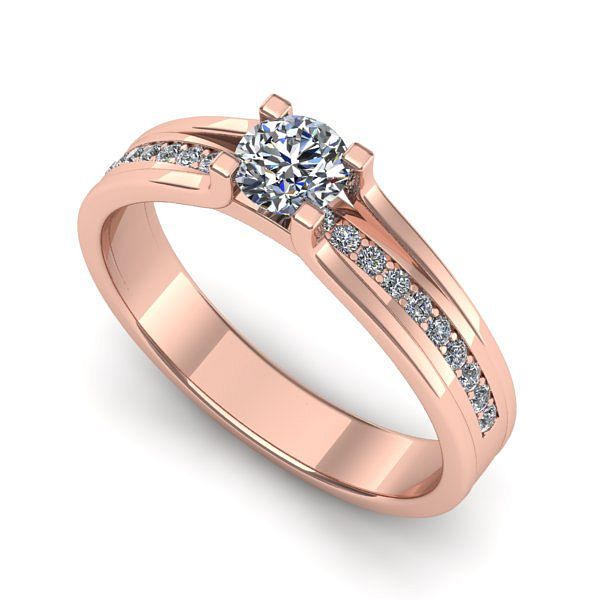 Inel din aur roz cu diamant