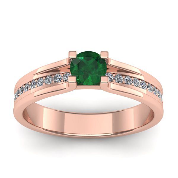 Inel de logodna cu smarald rotund