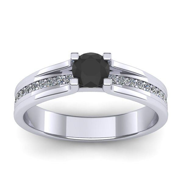 Inel cu diamant negru rotund