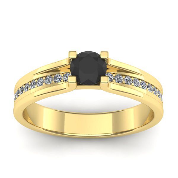 Inel cu diamant negru rotund