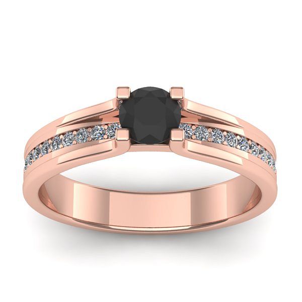 Inel de logodna cu diamant negru rotund