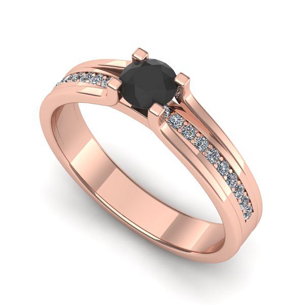 Inel logodna din aur roz cu diamant negru