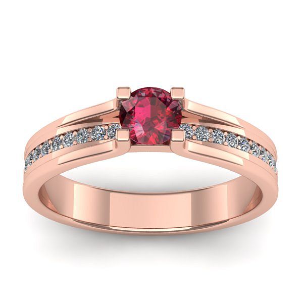 Inel logodna cu rubin rotund