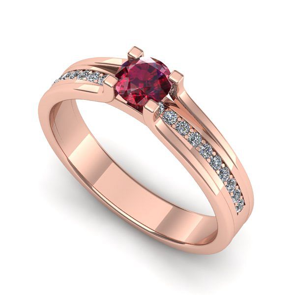 Inel din aur roz cu rubin