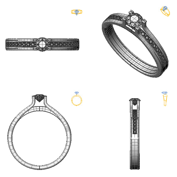 Inel logodna sidestone cu diamant negru
