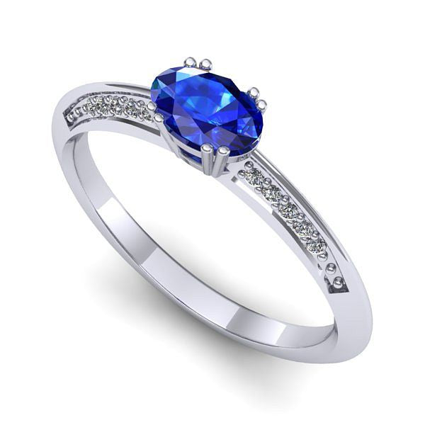 Inel logodna din aur alb cu safir