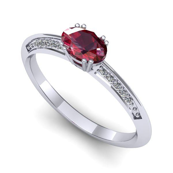 Inel de logodna din aur alb cu rubin