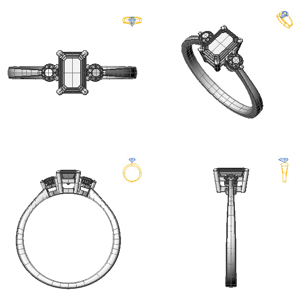 Inel de logodna 3stone cu smarald