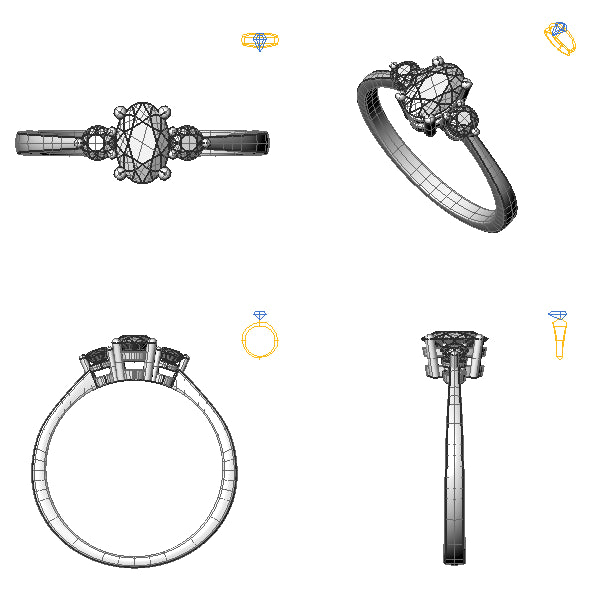 Inel logodna 3stone cu topaz blue