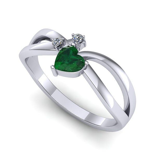 Inel din aur alb cu smarald