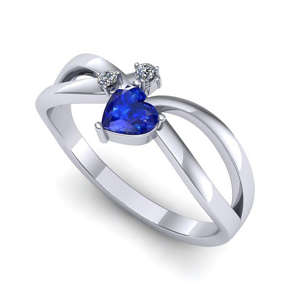 Inel logodna din aur alb cu safir