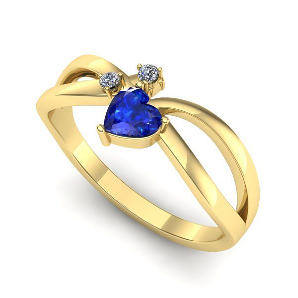 Inel logodna din aur galben cu safir