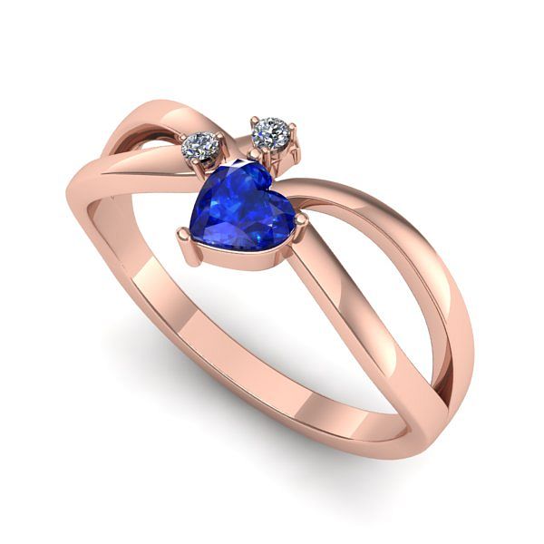 Inel din aur roz cu safir