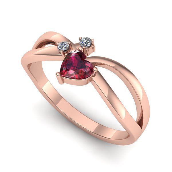 Inel de logodna din aur roz cu rubin