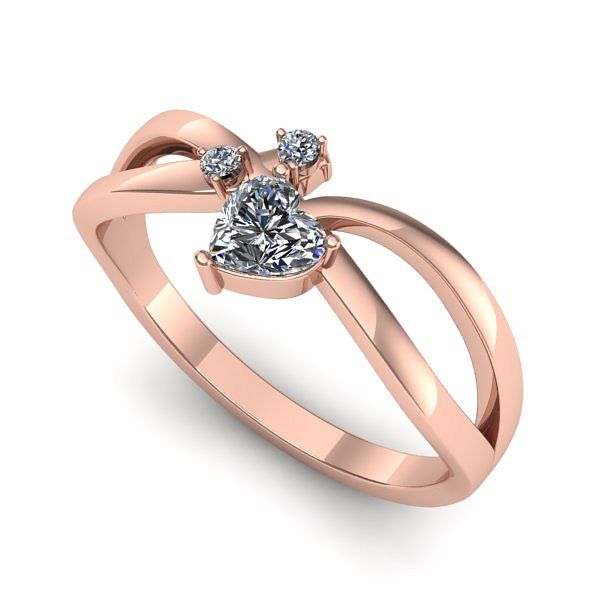 Inel din aur roz cu diamant