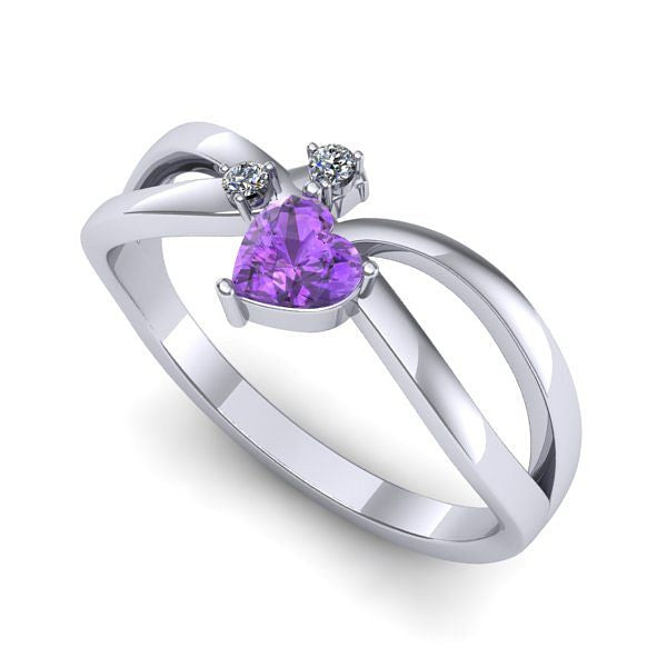 Inel din aur alb cu ametist