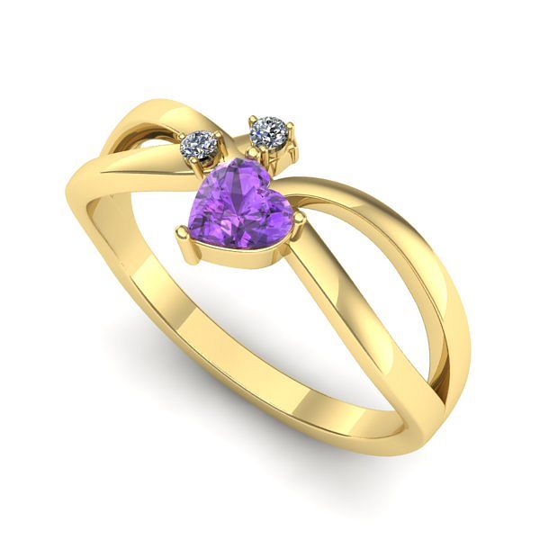 Inel din aur galben cu ametist
