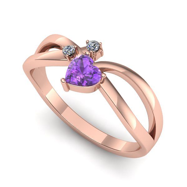 Inel de logodna din aur roz cu ametist