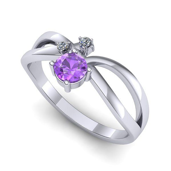 Inel logodna din aur alb cu ametist