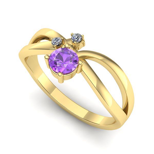 Inel de logodna din aur galben cu ametist