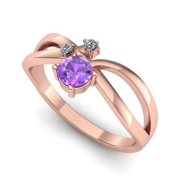 Inel din aur roz cu ametist