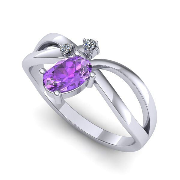 Inel logodna din aur alb cu ametist