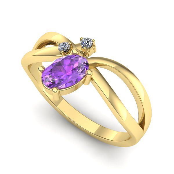 Inel din aur galben cu ametist