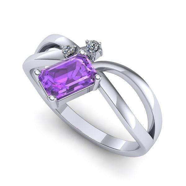 Inel de logodna din aur alb cu ametist